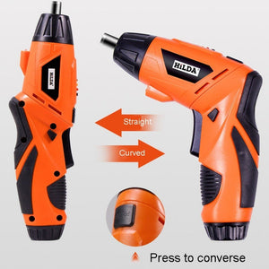 HILDA Multi - Function Li - Ion Screwdriver Mini Screwdriver Set, Black, White, Orange - laboratorydeal