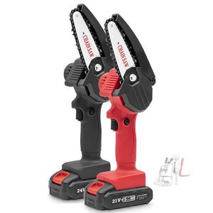HILDA Rechargeable Cordless Mini Electrical Chain Saw Logging Tools Plastic Package, EU Plug With 1 Battery Red, US Plug With 1 Battery Red, EU Plug With 1 Battery Black, US Plug With 1 Battery Black - laboratorydeal