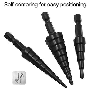 Hexagonal Shank Nitrided Straight Fluted Step Drill HSS Pagoda Drill Hole Opener, 3pcs / Set - laboratorydeal