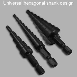 Hexagonal Shank Nitrided Straight Fluted Step Drill HSS Pagoda Drill Hole Opener, 3pcs / Set - laboratorydeal
