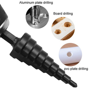 Hexagonal Shank Nitrided Straight Fluted Step Drill HSS Pagoda Drill Hole Opener, 3pcs / Set - laboratorydeal