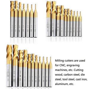 High - Speed Steel And Aluminum End Face Milling Cutter With Straight Shank Titanium - Plated Milling Cutter, 7 PCS/Set, 10 PCS/Set, 11 PCS/Set - laboratorydeal