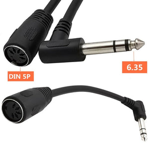 JUNSUNMAY 6.35mm 1/4 inch Male to Female 5 Pin MIDI Audio Stero Adapter, Cable Length: 20cm, Cable Length: 20cm - laboratorydeal