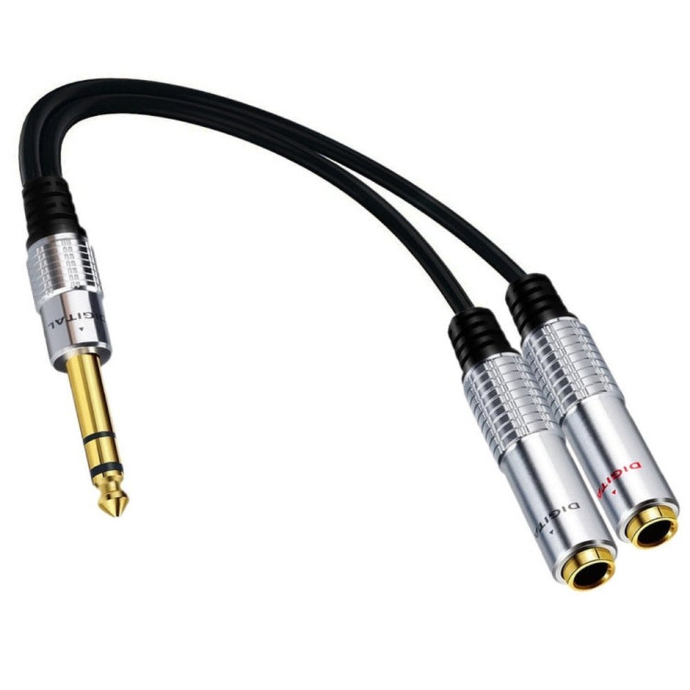 JUNSUNMAY 6.35mm Male to Dual 6.35mm Female Stereo Audio Adapter, Length: 0.2m, Length: 0.2m - laboratorydeal