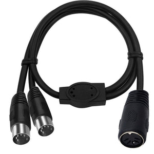 JUNSUNMAY MIDI 2 in 1 Din 5 Pin Male to Dual 2 Pin Female Cable Adapter, Cable Length: 50cm, Cable Length: 50cm - laboratorydeal