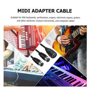 JUNSUNMAY MIDI 2 in 1 Din 5 Pin Male to Dual 2 Pin Female Cable Adapter, Cable Length: 50cm, Cable Length: 50cm - laboratorydeal