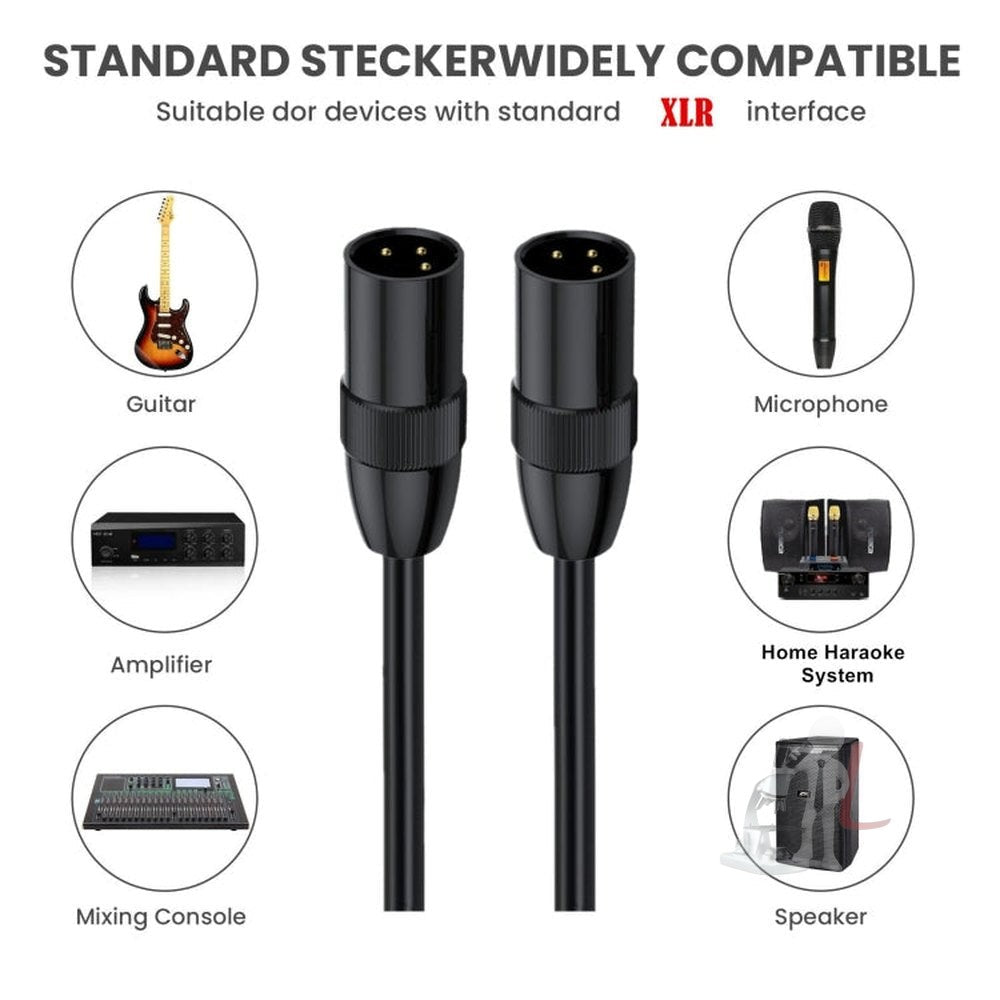 JUNSUNMAY XLR Male to Male Mic Cord 3 Pin Audio Cable Balanced Shielded Cable, 0.5m, 1m, 1.5m, 2m, 3m, 5m, 10m, 15m, 20m - laboratorydeal