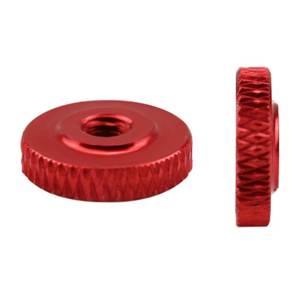 Knurled Aluminum Alloy Single Layer Hand Tight Nut Thin Small Step Nut, M3 - D11x3Red, M4 - D12x3Red, M5 - D16x4Red, M6 - D20x5Red, M8 - D20x6Red, M10 - D20x8Red, M10 - D30x8Red - laboratorydeal