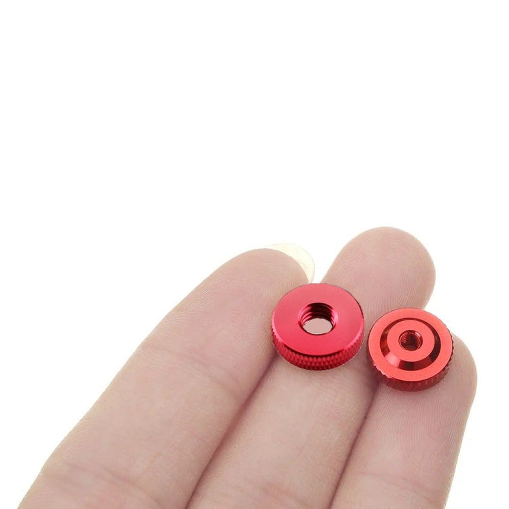 Knurled Aluminum Alloy Single Layer Hand Tight Nut Thin Small Step Nut, M3 - D11x3Red, M4 - D12x3Red, M5 - D16x4Red, M6 - D20x5Red, M8 - D20x6Red, M10 - D20x8Red, M10 - D30x8Red - laboratorydeal