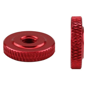 Knurled Aluminum Alloy Single Layer Hand Tight Nut Thin Small Step Nut, M3 - D11x3Red, M4 - D12x3Red, M5 - D16x4Red, M6 - D20x5Red, M8 - D20x6Red, M10 - D20x8Red, M10 - D30x8Red - laboratorydeal