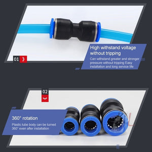 LAIZE 10pcs PU Plastic Straight Pneumatic Quick Fitting Connector, PU-4, PU-6, PU-8, PU-10, PU-12, PU-14, PU-16