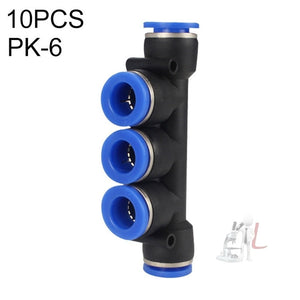 LAIZE 10pcs Plastic Five Port Pneumatic Quick Fitting Connector, PK-4, PK-6, PK-8, PK-10, PK-12