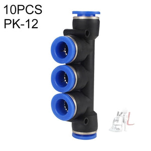 LAIZE 10pcs Plastic Five Port Pneumatic Quick Fitting Connector, PK-4, PK-6, PK-8, PK-10, PK-12