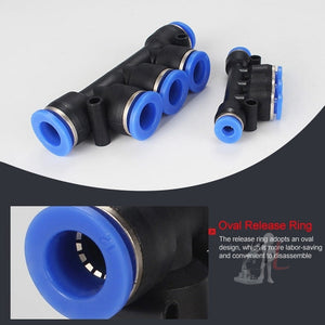 LAIZE 10pcs Plastic Five Port Pneumatic Quick Fitting Connector, PK-4, PK-6, PK-8, PK-10, PK-12