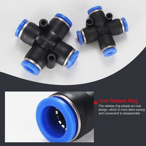LAIZE 10pcs Plastic PZA Four-way Pneumatic Quick Fitting Connector, PZA-4, PZA-6, PZA-8, PZA-10, PZA-12