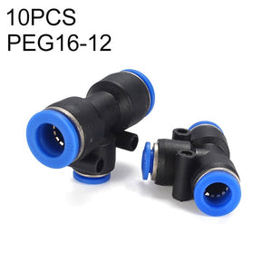 LAIZE 10pcs Plastic Y-type Tee Reducing Pneumatic Quick Fitting Connector, PEG6-4, PEG8-4, PEG8-6, PEG10-6, PEG10-8, PEG12-8, PEG12-10, PEG16-12