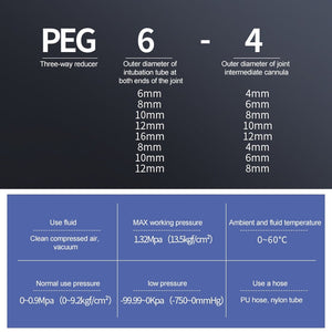 LAIZE 10pcs Plastic Y-type Tee Reducing Pneumatic Quick Fitting Connector, PEG6-4, PEG8-4, PEG8-6, PEG10-6, PEG10-8, PEG12-8, PEG12-10, PEG16-12