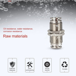 LAIZE Nickel Plated Copper Bulkhead Straight Pneumatic Quick Connector, PM-4, PM-6, PM-8, PM-10, PM-12