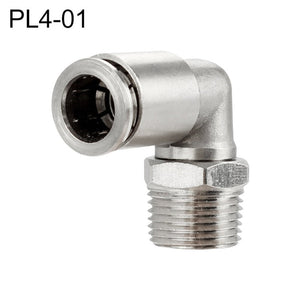 LAIZE Nickel Plated Copper Elbow Male Thread Pneumatic Quick Fitting Connector, PL4-01, PL4-02, PL4-M5, PL6-01, PL6-02, PL6-03, PL6-04, PL6-M5, PL8-01, PL8-02, PL8-03, PL8-04, PL10-01, PL10-02, PL10-03, PL10-04, PL12-01, PL12-02, PL12-03, PL12-04, PL14...