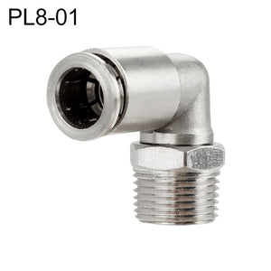 LAIZE Nickel Plated Copper Elbow Male Thread Pneumatic Quick Fitting Connector, PL4-01, PL4-02, PL4-M5, PL6-01, PL6-02, PL6-03, PL6-04, PL6-M5, PL8-01, PL8-02, PL8-03, PL8-04, PL10-01, PL10-02, PL10-03, PL10-04, PL12-01, PL12-02, PL12-03, PL12-04, PL14...
