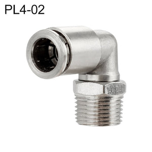 LAIZE Nickel Plated Copper Elbow Male Thread Pneumatic Quick Fitting Connector, PL4-01, PL4-02, PL4-M5, PL6-01, PL6-02, PL6-03, PL6-04, PL6-M5, PL8-01, PL8-02, PL8-03, PL8-04, PL10-01, PL10-02, PL10-03, PL10-04, PL12-01, PL12-02, PL12-03, PL12-04, PL14...