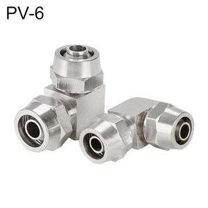 LAIZE Nickel Plated Copper Elbow Pneumatic Quick Connector, PV-6, PV-8, PV-10, PV-12