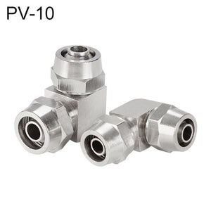 LAIZE Nickel Plated Copper Elbow Pneumatic Quick Connector, PV-6, PV-8, PV-10, PV-12