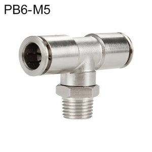 LAIZE Nickel Plated Copper Male Tee Branch Pneumatic Quick Connector, PB4-01, PB4-02, PB4-M5, PB6-01, PB6-02, PB6-03, PB6-04, PB6-M5, PB8-01, PB8-02, PB8-03, PB8-04, PB10-01, PB10-02, PB10-03, PB10-04, PB12-01, PB12-02, PB12-03, PB12-04