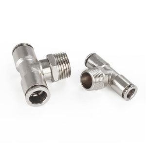 LAIZE Nickel Plated Copper Male Tee Branch Pneumatic Quick Connector, PB4-01, PB4-02, PB4-M5, PB6-01, PB6-02, PB6-03, PB6-04, PB6-M5, PB8-01, PB8-02, PB8-03, PB8-04, PB10-01, PB10-02, PB10-03, PB10-04, PB12-01, PB12-02, PB12-03, PB12-04