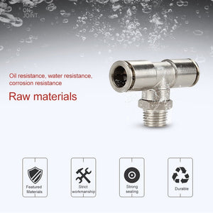 LAIZE Nickel Plated Copper Male Tee Branch Pneumatic Quick Connector, PB4-01, PB4-02, PB4-M5, PB6-01, PB6-02, PB6-03, PB6-04, PB6-M5, PB8-01, PB8-02, PB8-03, PB8-04, PB10-01, PB10-02, PB10-03, PB10-04, PB12-01, PB12-02, PB12-03, PB12-04