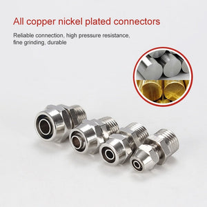 LAIZE Nickel Plated Copper Pneumatic Quick Fitting Connector, PC14-02, PC14-03, PC14-04, PC16-02, PC16-03, PC16-04