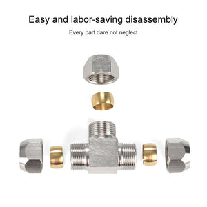 LAIZE Nickel Plated Copper T Type Tee Pneumatic Quick Fitting Copper Pipe Connector, KT-PE-4, KT-PE-6, KT-PE-8, KT-PE-10, KT-PE-12, KT-PE-14, KT-PE-16