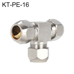 LAIZE Nickel Plated Copper T Type Tee Pneumatic Quick Fitting Copper Pipe Connector, KT-PE-4, KT-PE-6, KT-PE-8, KT-PE-10, KT-PE-12, KT-PE-14, KT-PE-16