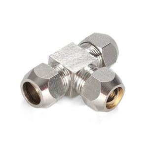 LAIZE Nickel Plated Copper T Type Tee Pneumatic Quick Fitting Copper Pipe Connector, KT-PE-4, KT-PE-6, KT-PE-8, KT-PE-10, KT-PE-12, KT-PE-14, KT-PE-16