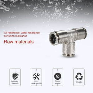 LAIZE Nickel Plated Copper Tee Pneumatic Quick Fitting Connector, PE-4, PE-6, PE-8, PE-10, PE-12, PE-14, PE-16