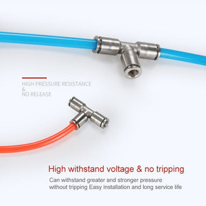 LAIZE Nickel Plated Copper Tee Pneumatic Quick Fitting Connector, PE-4, PE-6, PE-8, PE-10, PE-12, PE-14, PE-16