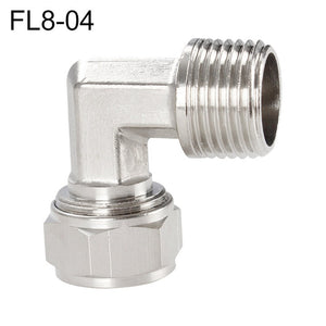 LAIZE Nickel Plated Copper Trachea Quick Fitting Twist Elbow Lock Female Connector, FL8-03, FL8-04, FL10-03, FL10-04, FL12-02, FL12-03, FL12-04