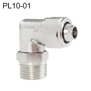 LAIZE Nickel Plated Copper Trachea Quick Fitting Twist Swivel Elbow Lock Female Connector, PL6-01, PL6-02, PL6-03, PL6-M5, PL8-01, PL8-02, PL8-03, PL8-04, PL10-01, PL10-02, PL10-03, PL10-04, PL12-02, PL12-03, PL12-04