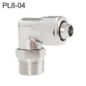 LAIZE Nickel Plated Copper Trachea Quick Fitting Twist Swivel Elbow Lock Female Connector, PL6-01, PL6-02, PL6-03, PL6-M5, PL8-01, PL8-02, PL8-03, PL8-04, PL10-01, PL10-02, PL10-03, PL10-04, PL12-02, PL12-03, PL12-04