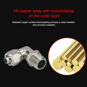 LAIZE Nickel Plated Copper Trachea Quick Fitting Twist Swivel Elbow Lock Female Connector, PL6-01, PL6-02, PL6-03, PL6-M5, PL8-01, PL8-02, PL8-03, PL8-04, PL10-01, PL10-02, PL10-03, PL10-04, PL12-02, PL12-03, PL12-04