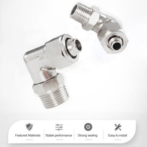 LAIZE Nickel Plated Copper Trachea Quick Fitting Twist Swivel Elbow Lock Female Connector, PL6-01, PL6-02, PL6-03, PL6-M5, PL8-01, PL8-02, PL8-03, PL8-04, PL10-01, PL10-02, PL10-03, PL10-04, PL12-02, PL12-03, PL12-04