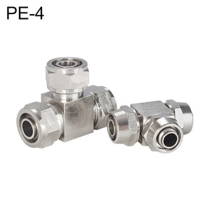 LAIZE Nickel Plated Copper Y-type Tee Pneumatic Quick Connector, PE-4, PE-6, PE-8, PE-10, PE-12, PE-14, PE-16