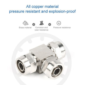 LAIZE Nickel Plated Copper Y-type Tee Pneumatic Quick Connector, PE-4, PE-6, PE-8, PE-10, PE-12, PE-14, PE-16