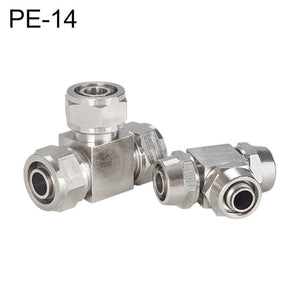 LAIZE Nickel Plated Copper Y-type Tee Pneumatic Quick Connector, PE-4, PE-6, PE-8, PE-10, PE-12, PE-14, PE-16