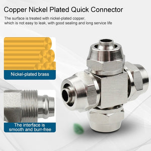 LAIZE Nickel Plated Copper Y-type Tee Pneumatic Quick Connector, PZA-4, PZA-6, PZA-8, PZA-10, PZA-12