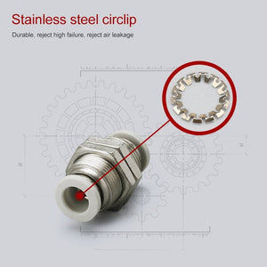 LAIZE PM Bulkhead Straight Pneumatic Quick Fitting Connector, PM-4, PM-6, PM-8, PM-10, PM-12