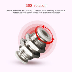 LAIZE PM Bulkhead Straight Pneumatic Quick Fitting Connector, PM-4, PM-6, PM-8, PM-10, PM-12