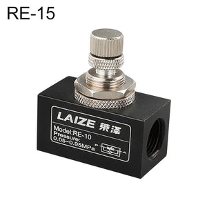 LAIZE Pneumatic Speed Regulating One-way Throttle Valve, ASC100-06 DN06mm, ASC200-08 DN08mm, ASC300-10 DN10mm, ASC300-15 DN15mm, RE-06 DN06mm, RE-08 DN08mm, RE-10 DN10mm, RE-10 DN15mm