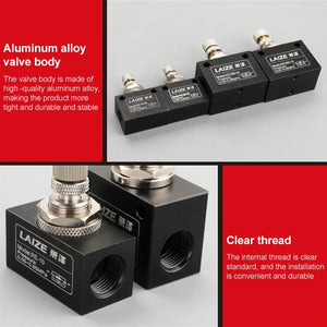 LAIZE Pneumatic Speed Regulating One-way Throttle Valve, ASC100-06 DN06mm, ASC200-08 DN08mm, ASC300-10 DN10mm, ASC300-15 DN15mm, RE-06 DN06mm, RE-08 DN08mm, RE-10 DN10mm, RE-10 DN15mm