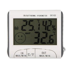 LCD Digital Thermometer Hygrometer Moisture Meter and Wired Temperature with External Sensor White, LCD Digital Thermometer
